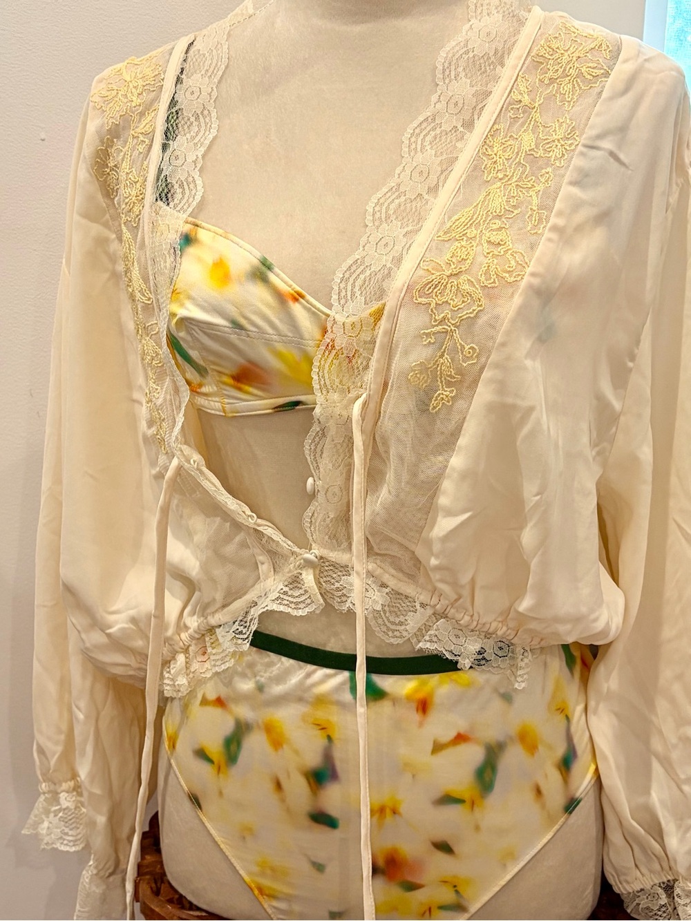 NWT LyreBird Vintage-Inspired Satin 3-Piece Intimates Set Anthropologie
